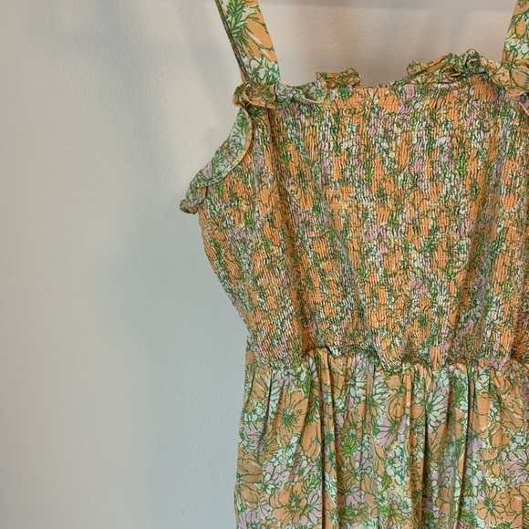 ModCloth | Orange & Pink Floral Charming Chance Encounters Milkmaid Boho Maxi - Picture 2 of 9